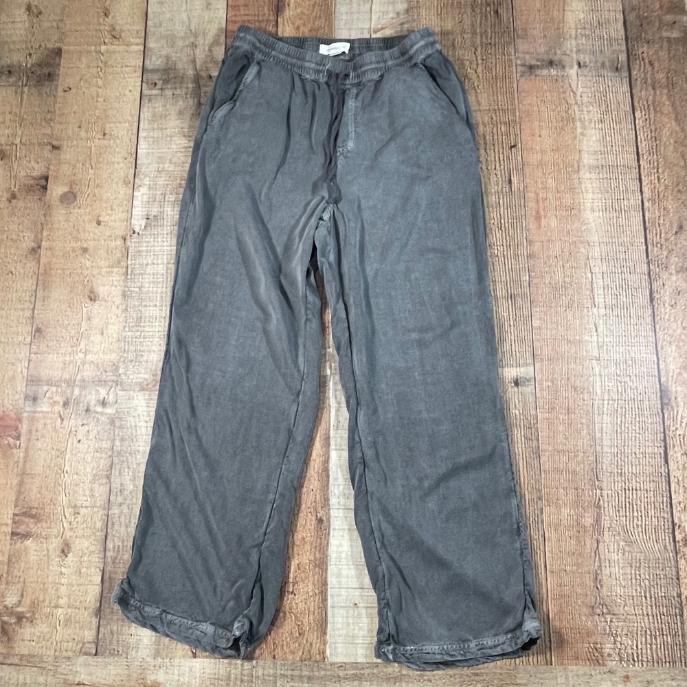 O'Neill Coastal Washed Charcoal Black Wide Leg Pants XS Drawstring Viscose